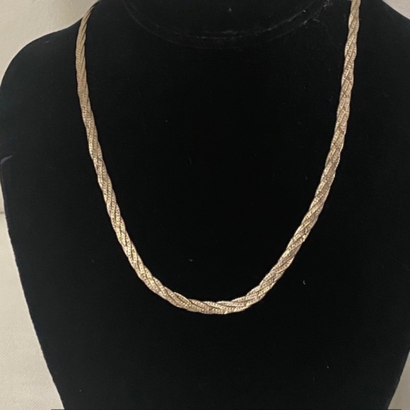 Vintage 925 Sterling Silver Braided Herringbone Style Necklace 18" Long 4mm Wide - Picture 3 of 4